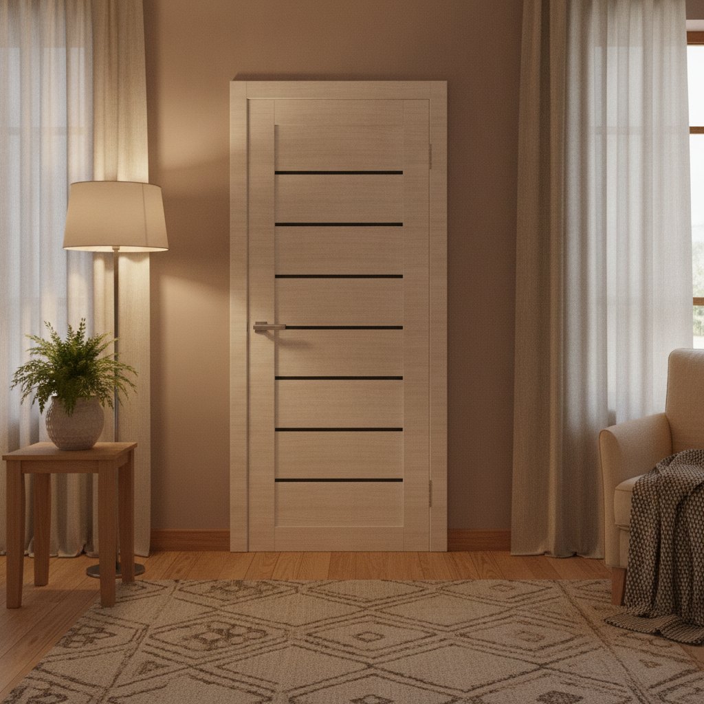 Двері міжкімнатні Оміс Deco 10 зі склом чорне 40 мм Cortex Дуб Bianco Line — фото 2