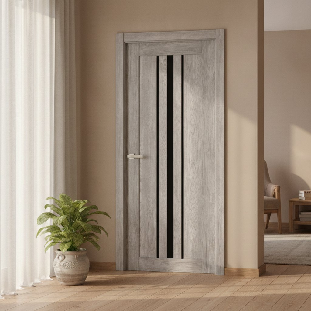 Міжкімнатні двері ОМіС Doors С 050 ПВХ BG дуб лофт Чорне скло — фото 2