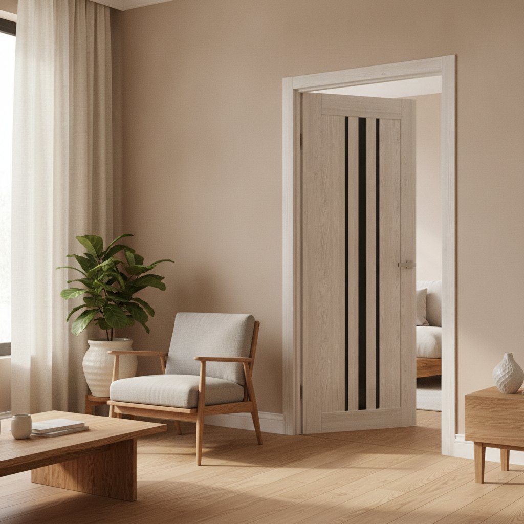 Міжкімнатні двері ОМіС Doors С 050 ПВХ BG дуб шале Чорне скло — фото 2