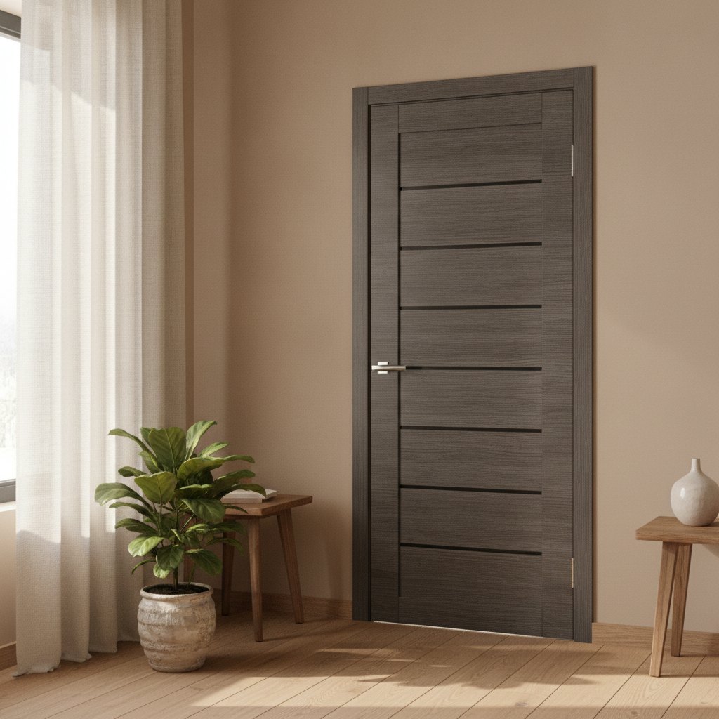 Двері міжкімнатні Оміс Deco 10 зі склом чорне 40 мм Cortex Дуб Ash Line — фото 2