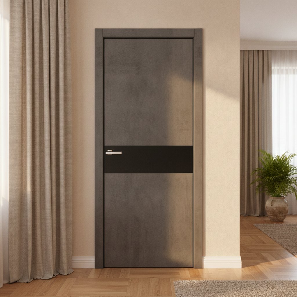 Двері міжкімнатні Оміс Полотно дверне TM ПВХ FLAT ALU 13H чорний браш торець BLK (з фрез зі склом 9685 Темний — фото 2