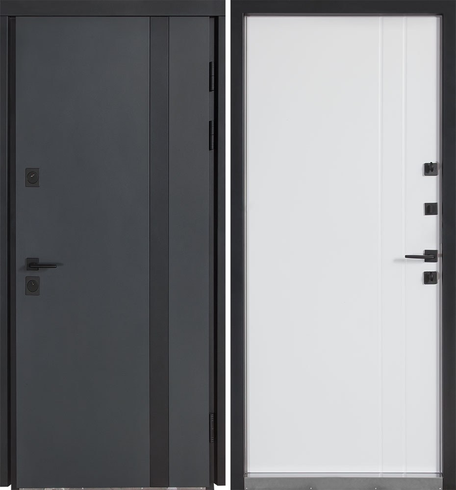 Входная дверь Булат Котедж 710/265. Metalic anthracite/Уличная Белый атласный