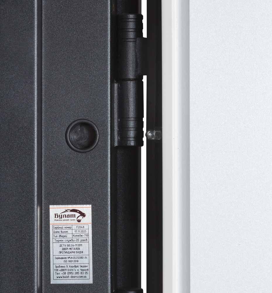 Двері вхідні Булат Котедж 710/265. Metalic anthracite/Вулична Білий атласний — фото 8