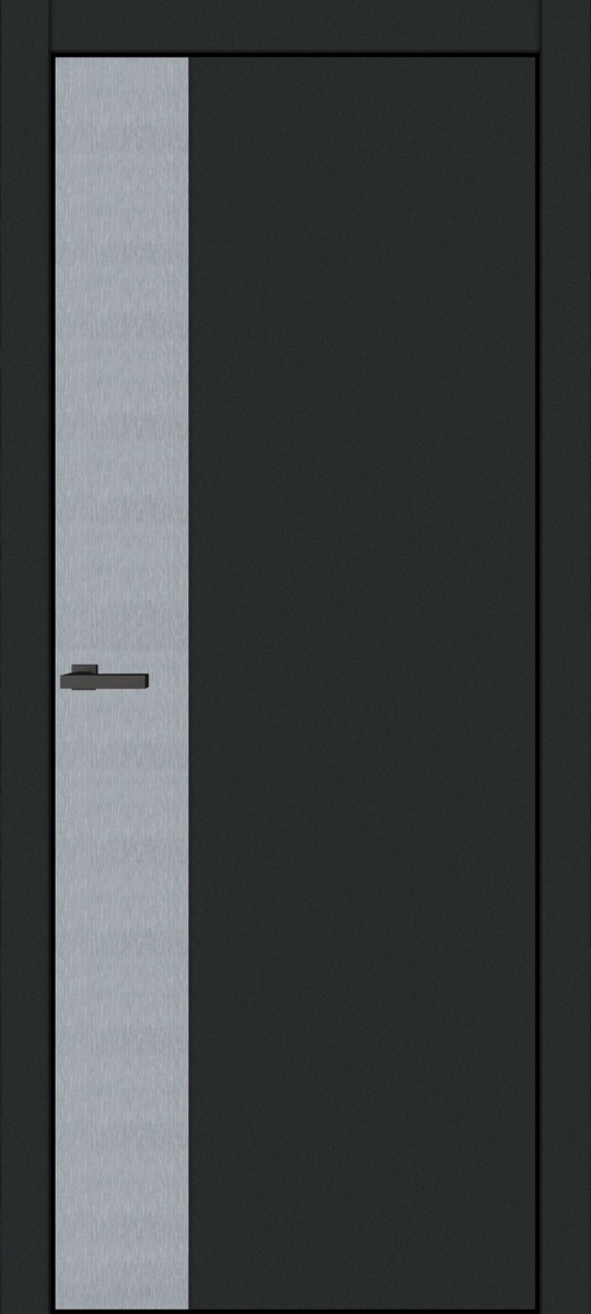 Полотно дверне TM ОМіС ПВХ FLAT ALU 12V срібло браш, торець BLK (с фрез. пз 9685