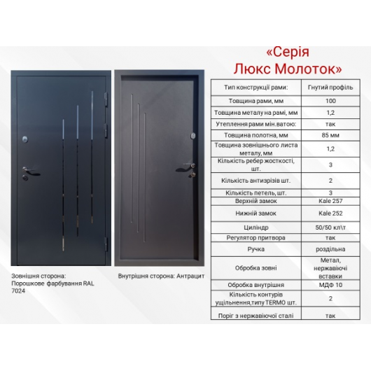 Вхідні двері Комфорт Входная Дверь Метал с мдф внутри 860-960*2050мм модель Токио 2