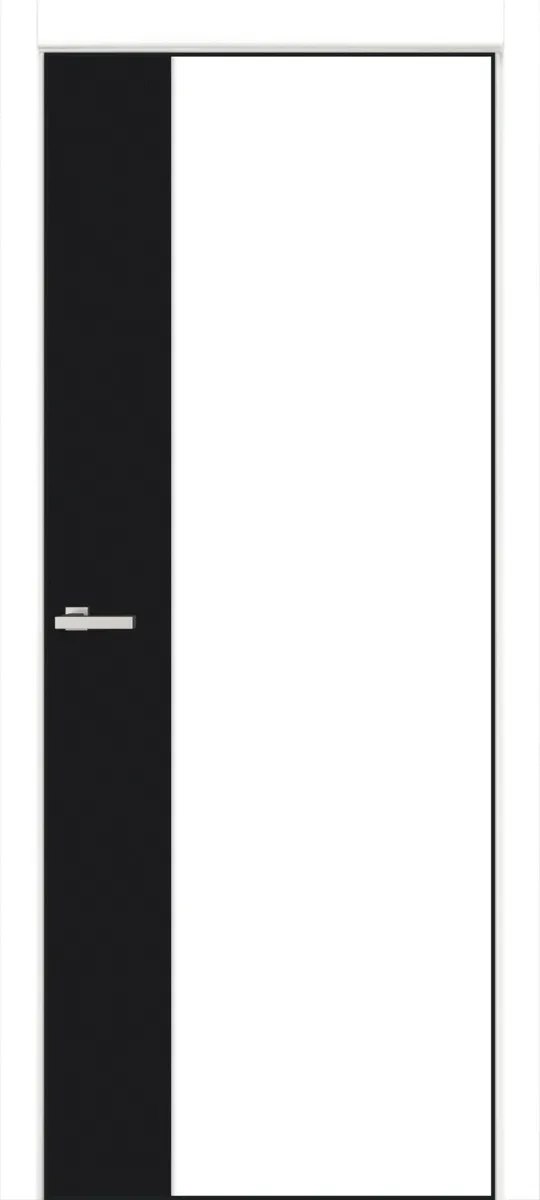 Полотно дверне TM ОМіС ПВХ FLAT ALU 12V чорний браш, торець BLK (з фрез. пз 9685 білий емалекс, шт