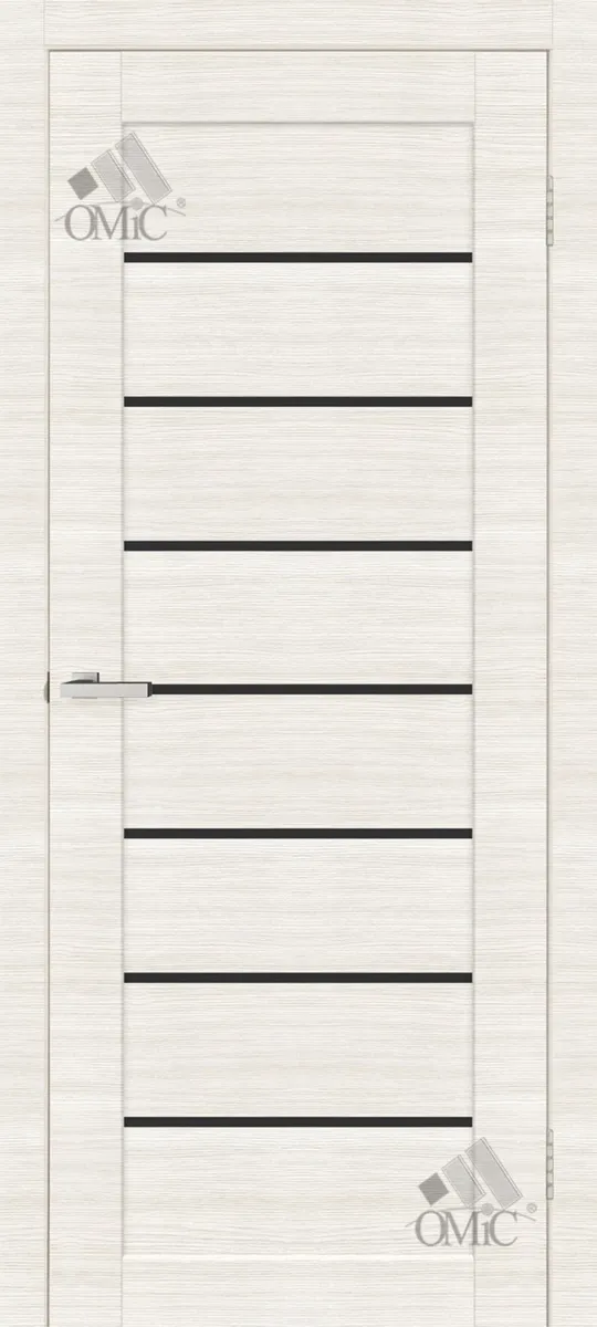 Дверне полотно Deco 10 (чорне скло) 40мм Cortex Дуб Bianco Line, шт