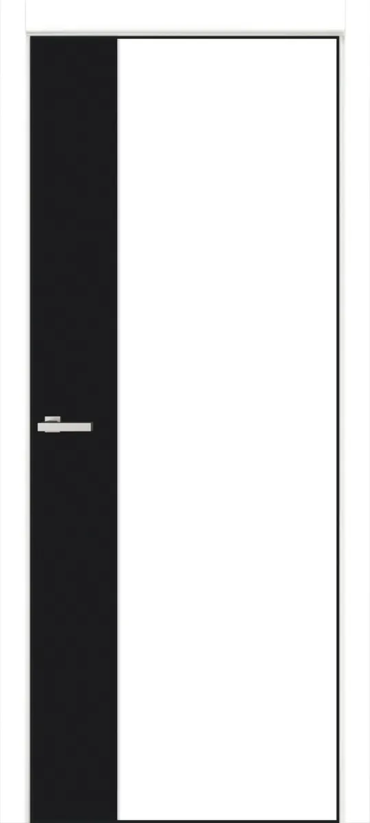 Полотно дверне TM ОМіС ПВХ FLAT ALU 12V чорний браш, торець BLK (з фрез. пз 9685 білий емалекс, шт — фото 1